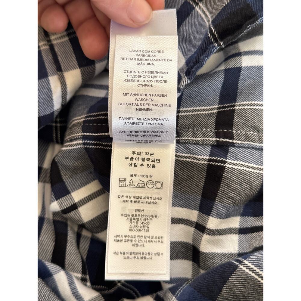 Lauren Ralph Lauren Shirt Womens Medium Petite Blue Plaid Flannel Button Camping - Picture 9 of 16